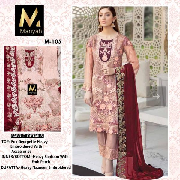 Mariyah Designer 104 To 106 Georgette Embroidery Festive Wear Salwar Kameez